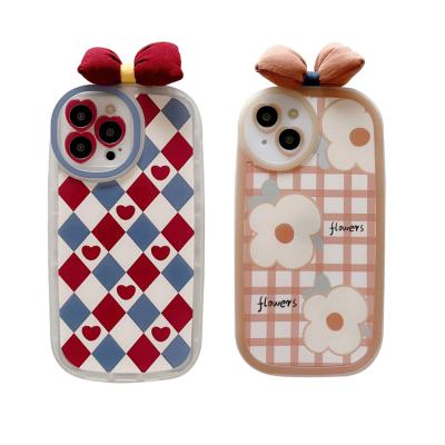 China Shockproof Luxury New Girl's Cute Heart Flower Pattern With Bow Knot Soft Case Fundas For Apple For iPhone 13 Pro Max For iPhone 12 for sale