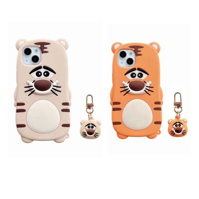 China 2022 Shockproof Cute Cartoon Tiger Designer Soft Silicone Case with Tiger Pendant for the Apple iPhone 13 pro 11 max for sale