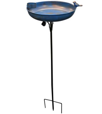 China Retro Antique Viable Hot Garden Metal Iron Pet Bird Feeder Bath with Stake Bird Swimming Bath Feeder for sale