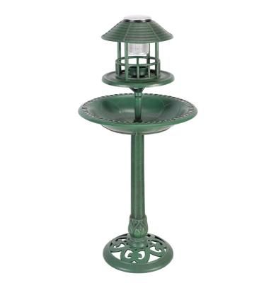 China Viable Outdoor Solar Bird Bath Plastic Pedestal Decorations With Garden Flower Planter Base Birds Drinking Bath Feeder for sale