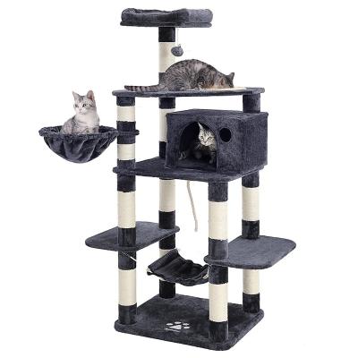 China New Design Pet Cat Climbing Frame Wooden Cat Toy Tree High Quality Multi-Layers Viable Warm Tower House for sale