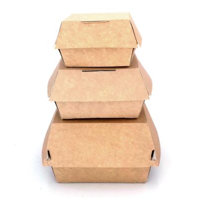 China Hot Sale Recyclable Custom Printing Food Grade Disposable Biodegradable Paperboard Hamburger Packaging Paper Boxes / White Paper Hamburger Box for sale