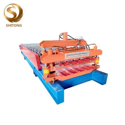 China double deck trapezoidal and tile profile roll forming machine for sale