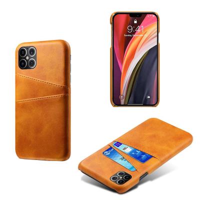 China Protect Phone PU Leather Case For iPhone 12 With Card Slots Hard PC Back Cover Cases for sale