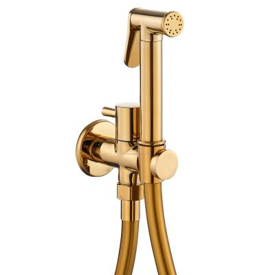 China Best Selling Amazon Shattaf Toilet Partner Bidet Sprayer Modern Adapter Brass Gold Valve Handheld Bidet Sprayer for sale