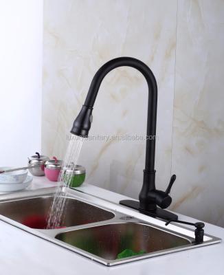 China Contemporary Brass Pull Down Black Kitchen Faucet for sale