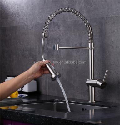 China Contemporary Ebay Amazon Hot Seller Brass Pull Down Brush Nickel Kitchen Sink Faucet for sale