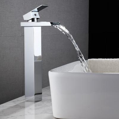 China Contemporary High Quality Brass Waterfall Tall Bathroom Faucet Faucet for sale