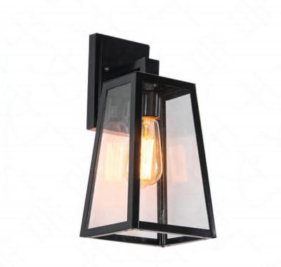 China Retro Outdoor Tempered Glass Cage Wall Lantern Door Decor Wall Sconce With Glass for sale