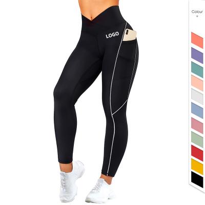 China Slim Line Antibacterial Custom Thoughtful Yoga Pantyhose Tights Plus Size Gym Wear Running Cross V Women Print Yoga Leggings With Pockets for sale