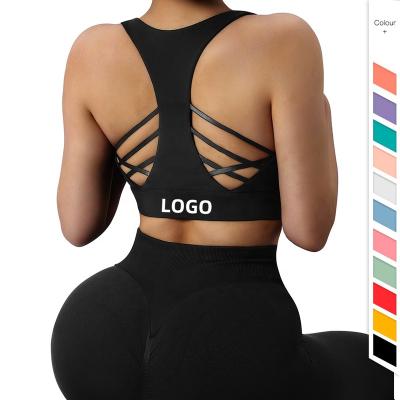 China Sports Bra Ladies Ladies Sports Bra Casual Vest Sexy Active Gym Workout Plus Size Sports Crop Strappy Back Antibacterial High Print Custom Bra for sale