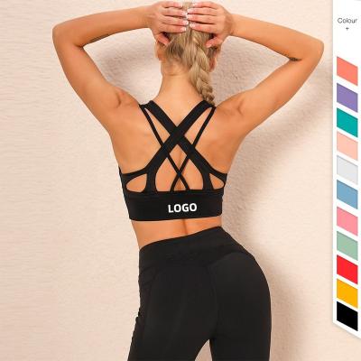 China Wholesale Antibacterial Bra Wholesale Quick Dry Popular High Print Stretch Private Label Stylish Black Sports Bras Grow Top Woman Seamless Bra for sale