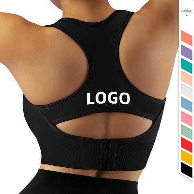 China 2021 Women Sports Antibacterial Wholesale High Printing Breathable Adjustable Bra Custom Logo for sale