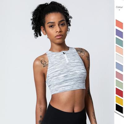 China Breathable Fitness Gym Wear Custom Yoga Vest Four Wire Crossed Lift Up Bra Lingerie Women Underwear Zipper Crop Tank Top Sports Bra for sale