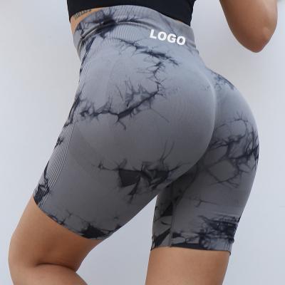 China Wholesale Custom Antibacterial Fitness Apparel Gym Wear Yoga Leggings Butt Lift Pants Women Tie Dye Butt Seamless Yoga Shorts Crac! crack! for sale