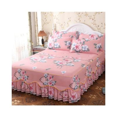 China Home Factory Premium Polyester Cotton Modern Design Lace Bedspread Colorful Brushed Bed Skirt for sale