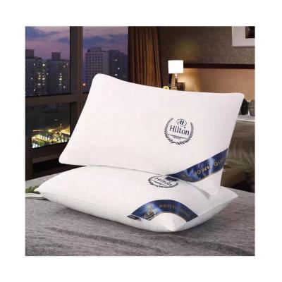 China Factory direct cheap five star embroidery design hotel pillow 1000g anti-static with bag liner single hilton pillow for sale