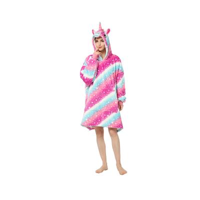 China New Lazy Hooded TV Pajamas Anti-static Printed Velvet Adult Wearable Blanket for sale