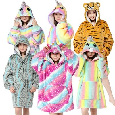 China New Style Printed Anti-static Lazy Sweater Fleece Hooded Clothes Nightgown TV Blanket for sale