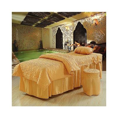 China Wholesale Nondisposable Cheap 4pcs Massage Bedspread Protector Sheet Set Spa Salon Bedding Set for sale