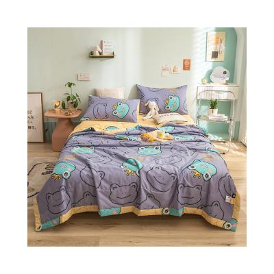 China 2021 Anti-static Cool Washable Adults Children Kids 4PCS Printing 4PCS Air Conditioning Cotton Thin Summer Comforter Set for sale