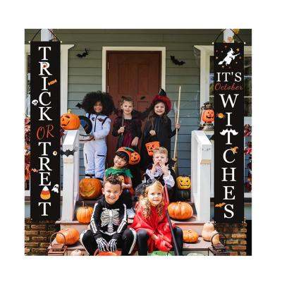 China Outdoor Front Door Hanging Banner Halloween Decorations Halloween Porch Sign Halloween Decorations Trick Or Treat for sale