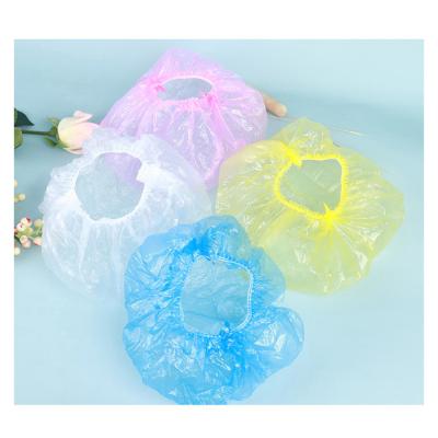 China Stored Cheap Hairdressing And Hotel Hair Dyeing Waterproof Dustproof Plastic Disposable Shower Cap for sale