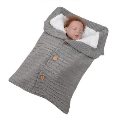 China Pocket Design Breathable Plush Warm Tote Wrap Winter Newborn Stroller Knitted Baby Sleeping Bags for sale