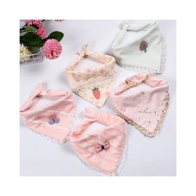 China Princess Washable Lace Up Saliva Towel Newborn Waterproof Baby Bibs Organic Cotton Baby Triangle for sale