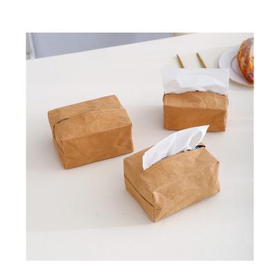 China New Recyclable SY Fashion Environmental Protection Square Case Brown Color Washable Tissue Paper Box for sale