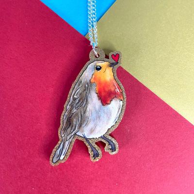 China Eico Cute Tiny Bird Christmas Robin Girl Necklace Festive Jewelery Gift For Kids 2021 for sale