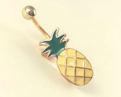 China Fashion Eico Gold Pineapple Navel Ring Women Belly Button Body Piercing Jewelry for sale