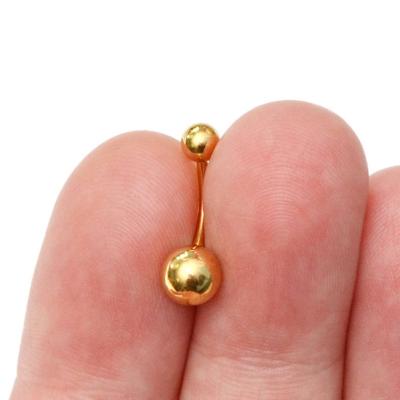 China Fashion Eico 18K Gold Belly Button Rings Belly Double Round Piercing Pearl Belly Button Jewelry for sale