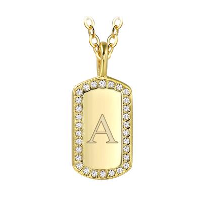 China TRENDY Eico A-Z Cubic Zirconia Alphabet Necklace Diamond 18k Gold Initial Letter Necklace Pendant Jewelry for sale