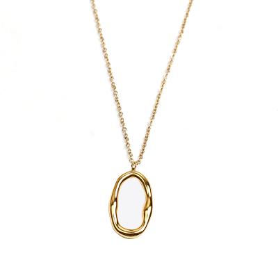 China FASHIONABLE Jewelry Stainless Steel Gold Eico Circle Hollow Circle Necklace 2020 for sale