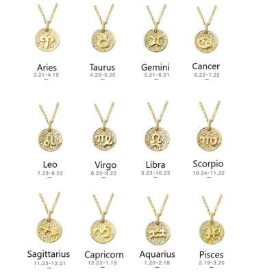 China Eico CLASSIC Custom Name Plated Jewelry Zircon Necklace 14k Gold Zodiac Necklace 2020 for sale