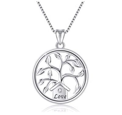 China Wholesale 925 Sterling Silver Fashion Necklace Family Tree Eico Pendant Necklace Gift for Families for sale