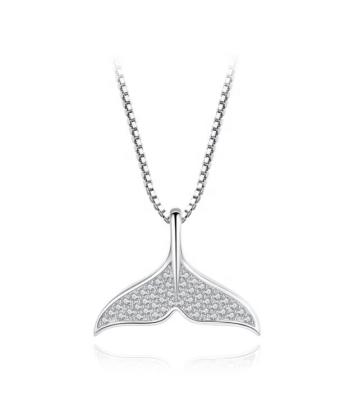 China Eico Gold Plated Beautiful Silver 925 Sterling Silver Mermaid's Tail Pendant Necklace For Girls for sale