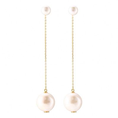 China Eico Front Back Long South Sea Pearl Tassel Pearl Fashionable Korean Statement Earrings Luxury Jewelry Sets for sale