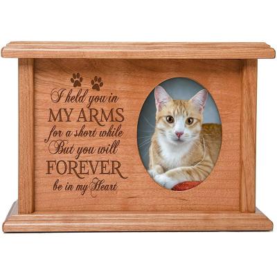 China Stocked Custom Pet Burial Supplies Wooden Pet Casket Cat Dog Urn Cat Casket for sale