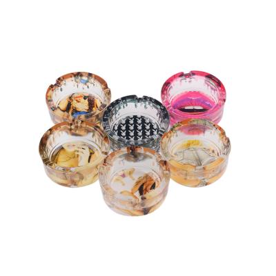 China Portable Car Ashtray 85MM Crystal Clear Home Glass Ashtray Round Ashtray New Style for sale