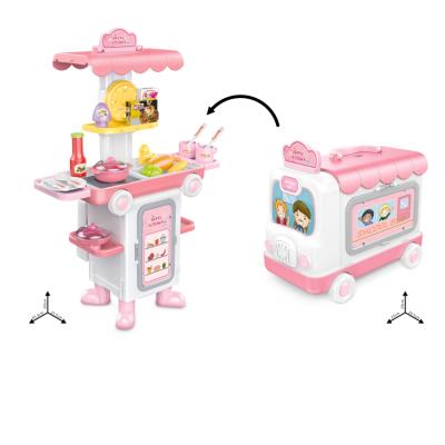 China Pretend Play Toy Set 2 in 1 Bus Shift to Kitchen Play Set Kids Toys for Wholesale Te koop