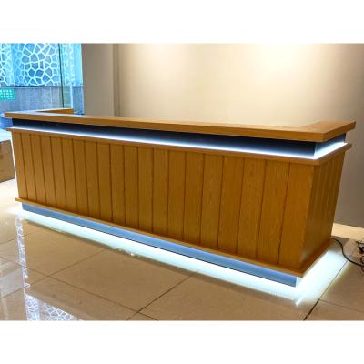 China LED lighting modern wood front salon reception desk counter beauty salon reception lighting for sale