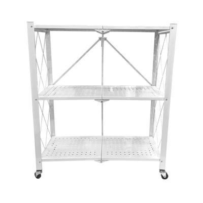 China Corrosion Protection Customize Organizer White Wire Shelf 3 Shelf Folding Kitchen Metal Storage Shelf Rack for sale