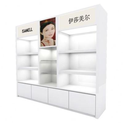 China Custom Makeup Display Counter Eco - Friendly Cosmetics Stand Retail Store Furniture Cosmetic Shelf Cabinet for sale