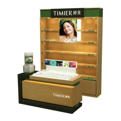 China Eco-friendly Custom Cosmetic Display Countertop Wood Cabinet Display Stand For Lipstick for sale