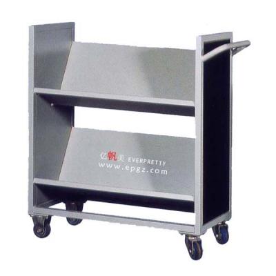 China Contemporary Library Metal Tilt-Shelf Book Cart With Wheels for sale