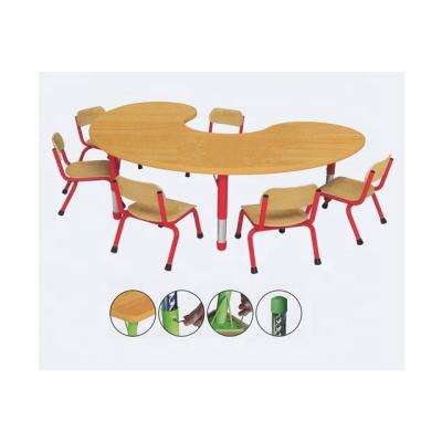 China Cheap Modern Morden Kids Furniture For Sale Adjustable Wooden Kindergarten Table And Chairs for sale