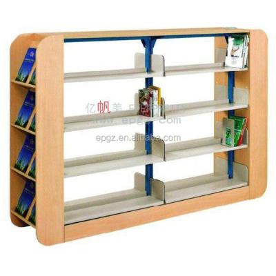 China School Bookshelf Book Stand School Book Rack Wood Metal Magazine Display Racks for sale