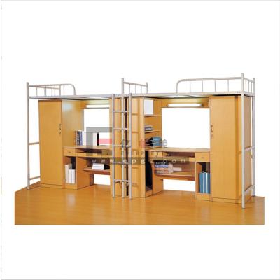 China Modern School Dorm Furniture Kids Metal Bunk Bed With Study Table For Double for sale